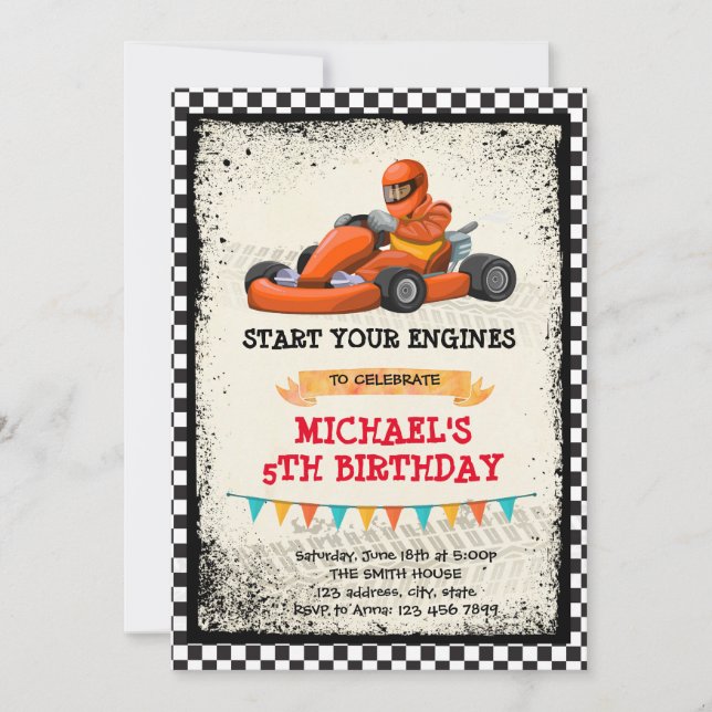 invitación a fiesta de karting (Anverso)
