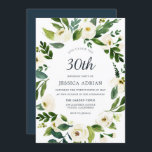 Invitación a Fiesta de la guirnalda floral botánic<br><div class="desc">Fiesta de cumpleaños número 30 Invite a una hermosa floral blanca a ver la colección de correspondencias en la tienda de nichos y nidos</div>