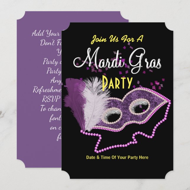 Invitación a Fiesta de la máscara de fantasía de M (Anverso / Reverso)