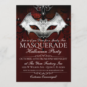 Invitación a Fiesta de la mascarada Gótica Bat Mas