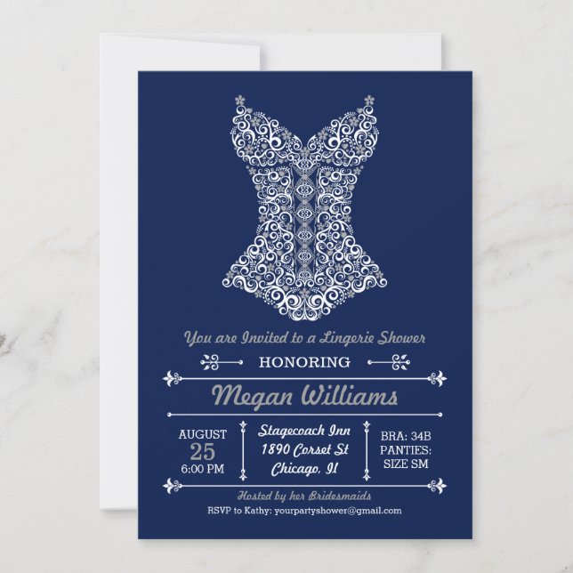 Invitación a fiesta de lencería (Anverso)