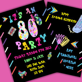invitación a fiesta de los 80 retro celebración de