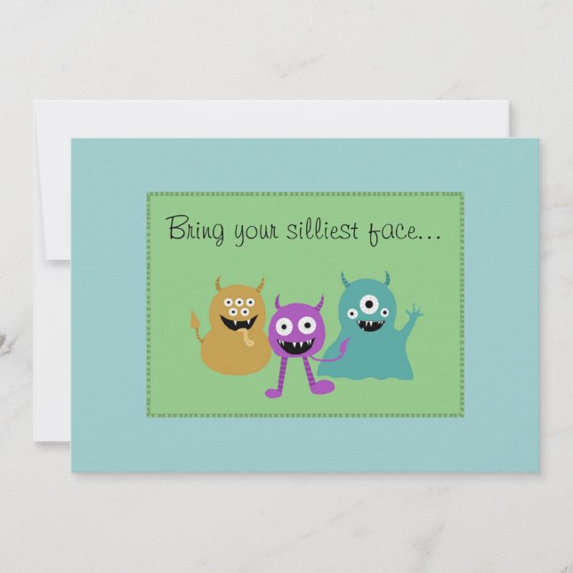 Invitación a fiesta de los Monstruos Cutos (Anverso)