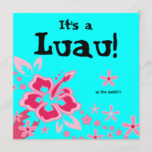 Invitación a fiesta de Luau Flor de Hibisco Rosa A