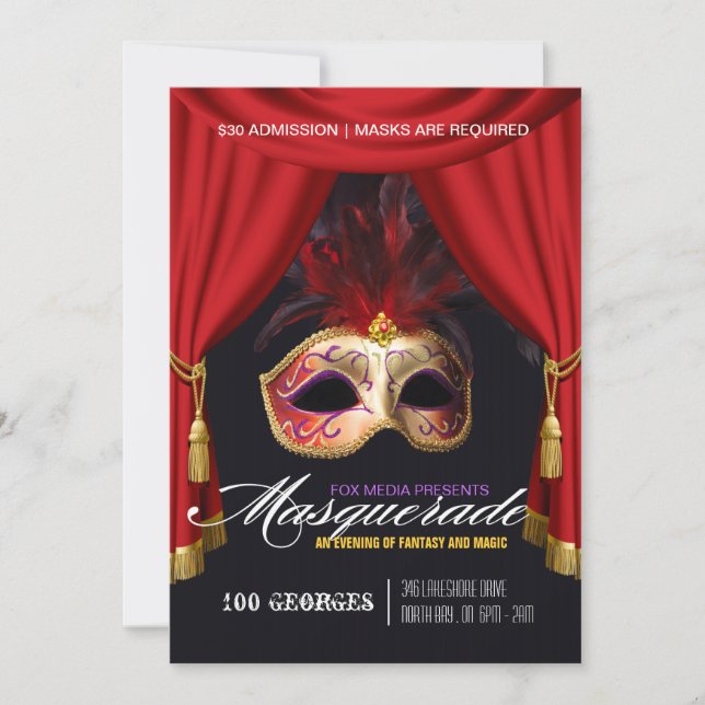 Invitación a fiesta de mascarada (Anverso)