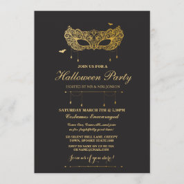 Invitación a Fiesta de Mascarada Negra de Oro de H