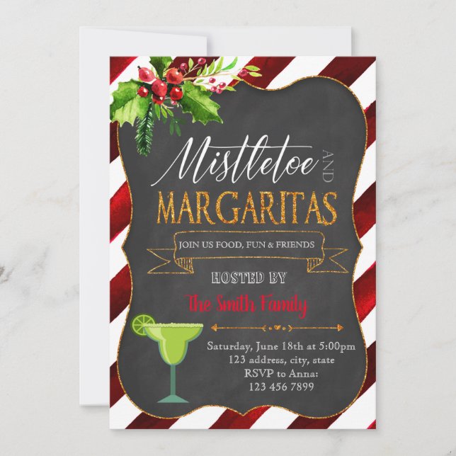 invitación a fiesta de muérdago y margaritas (Anverso)