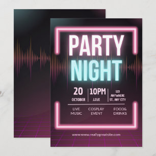Invitación a fiesta de música, volante de noche de