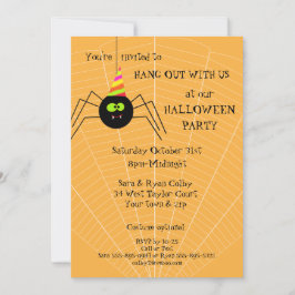 Invitación a fiesta de Naranja araña divertida en 