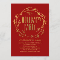 Invitación a fiesta de Navidad brillante - Rojo