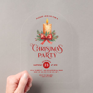 Invitación a fiesta de Navidad con luz de velas y
