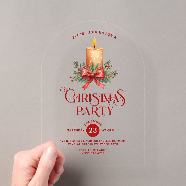 Invitación a fiesta de Navidad con luz de velas y  (Insitu (portátil))