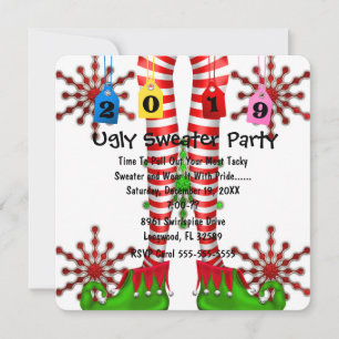 Invitación a Fiesta de Navidad Cute 2019 Elf Stock