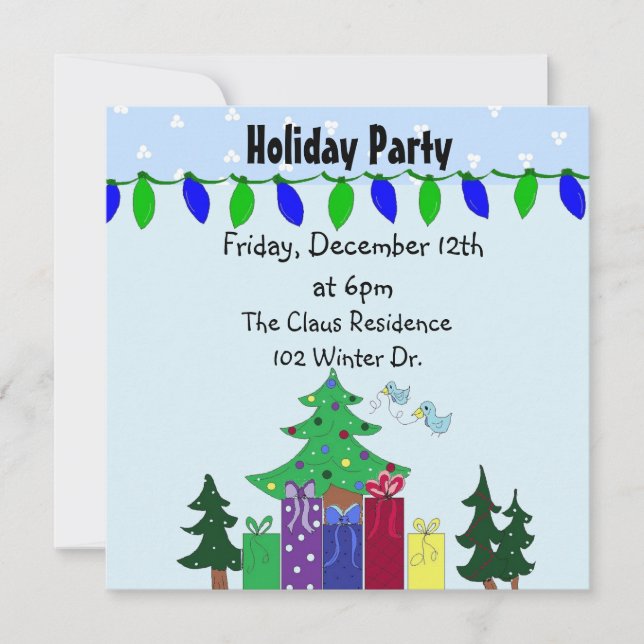 Invitación a fiesta de Navidad o días festivos (Anverso)