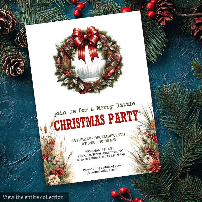 Invitación a fiesta de Navidad occidental con somb (Western Christmas party invite with cowboy hat

)