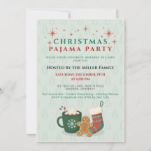 Invitación a Fiesta de Navidad Retro con Pijamas y