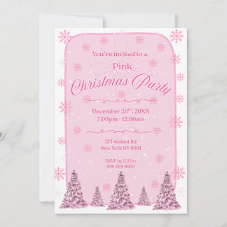Invitación a fiesta de Navidad rosa