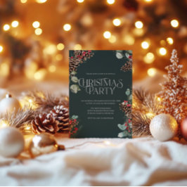 Invitación a fiesta de Navidad rústica, tema navid