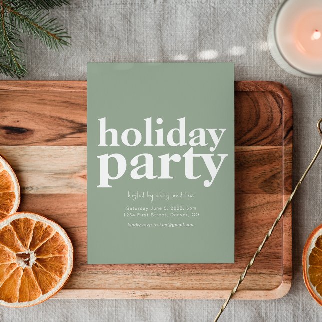 Invitación a fiesta de Navidad Verde Sage simple (Subido por el creador)