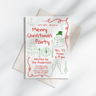Invitación a fiesta de Navidades a mano