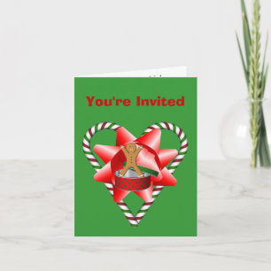 Invitación a fiesta de Navidades Candy Cane Bow