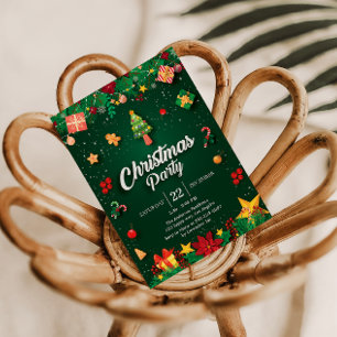 Invitación a fiesta de Navidades con ornamentos
