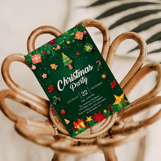 Invitación a fiesta de Navidades con ornamentos (Subido por el creador)