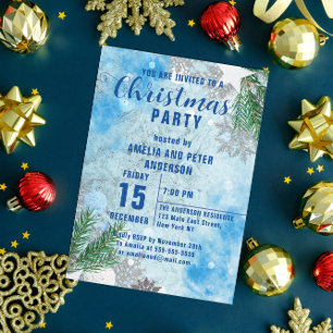 Invitación a fiesta de Navidades de Invierno Snowy
