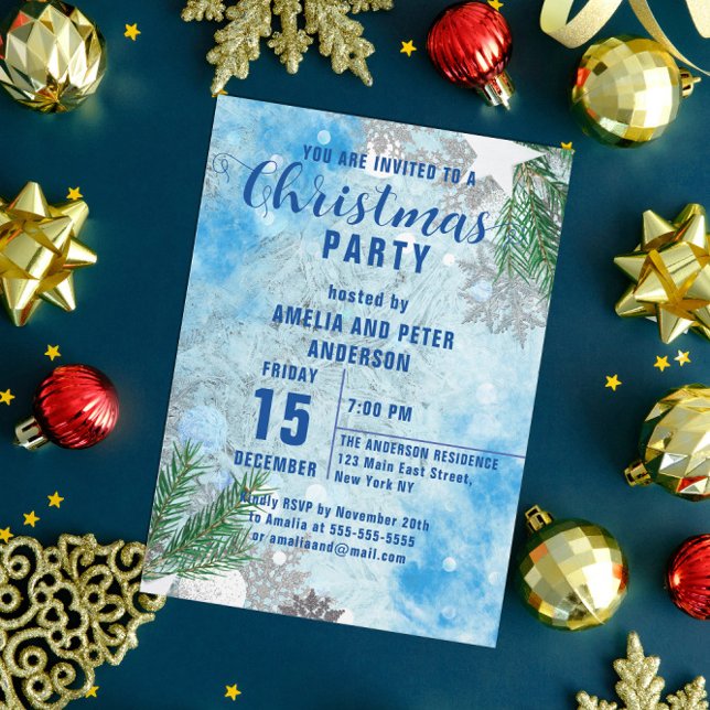 Invitación a fiesta de Navidades de Invierno Snowy (Subido por el creador)