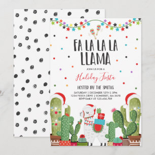 Invitación a Fiesta de Navidades de Llama de fiest