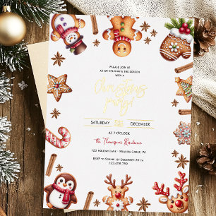 Invitación a fiesta de navidades de pan de jengibr