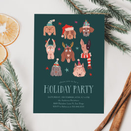 Invitación a fiesta de Navidades de perros festivo