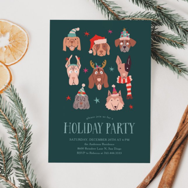 Invitación a fiesta de Navidades de perros festivo (Subido por el creador)