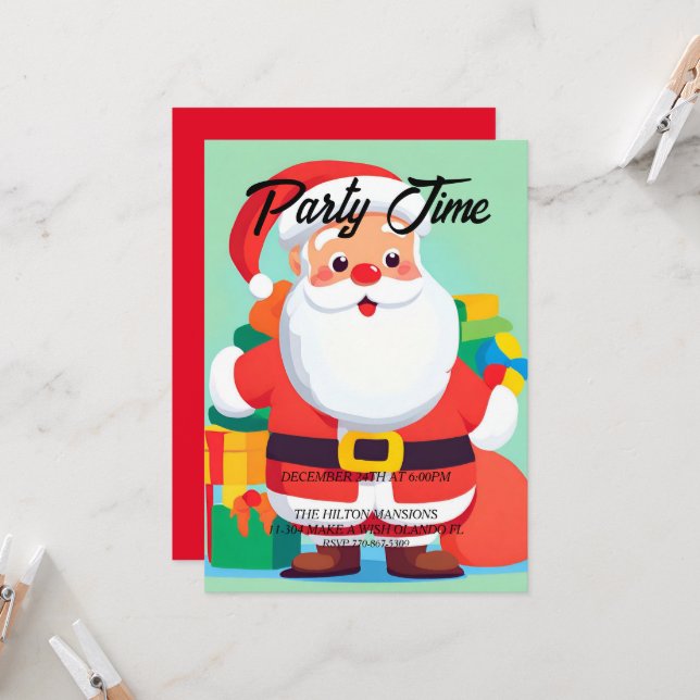 Invitación a fiesta de Navidades de Santa Claus (Anverso/Reverso In Situ)