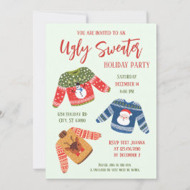 Invitación a fiesta de Navidades de suéter feo y d