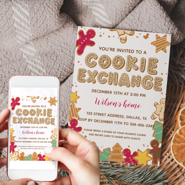 Invitación a fiesta de Navidades de vacaciones de  (Cookie Exchange Holiday Christmas Party Invitation)