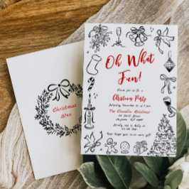 Invitación a fiesta de Navidades Doodle Quirky Hol