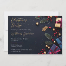 Invitación a fiesta de Navidades elegantes