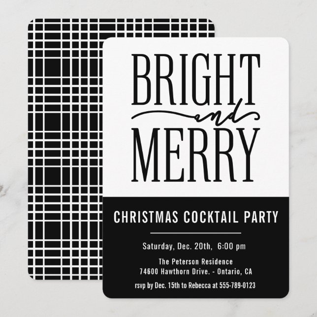 Invitación a fiesta de Navidades modernos y brilla (Anverso / Reverso)