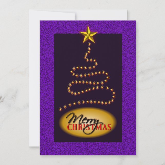 Invitación a fiesta de navidades morado y oro (Anverso)