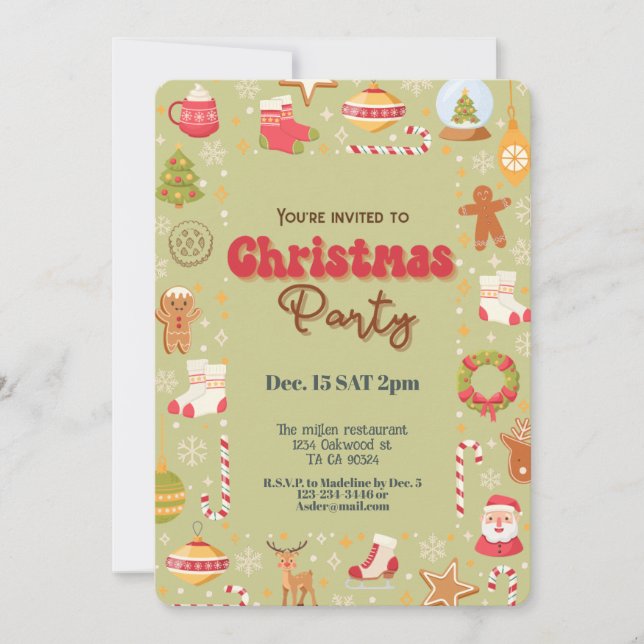 Invitación a fiesta de navidades pequeños (Anverso)