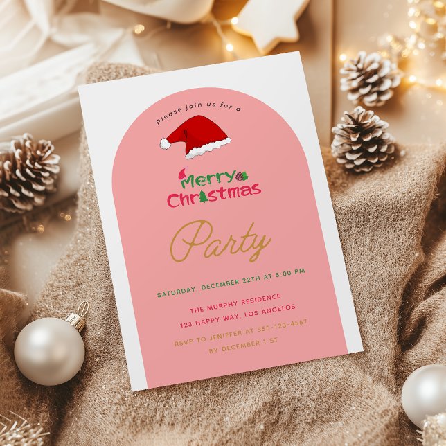 Invitación a fiesta de Navidades rosados (Subido por el creador)