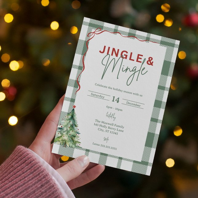Invitación a fiesta de Navidades simples de jingle (Jingle & Mingle Simple Christmas Party Invitation
)