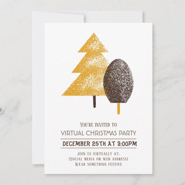 Invitación a Fiesta de Navidades virtuales con oro (Anverso)