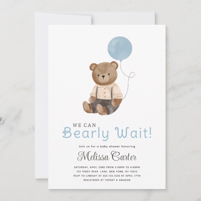 Invitación a fiesta de niños de Baby Shower con os (Anverso)
