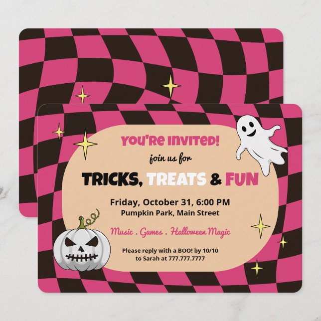 Invitación a fiesta de niños de Halloween con cala (Anverso / Reverso)