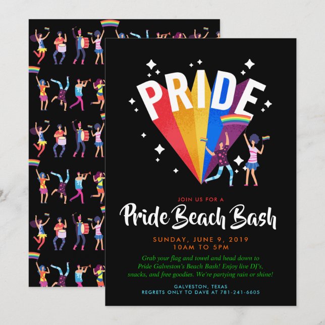 Invitación a fiesta de orgullo | ORGULLO (Anverso / Reverso)