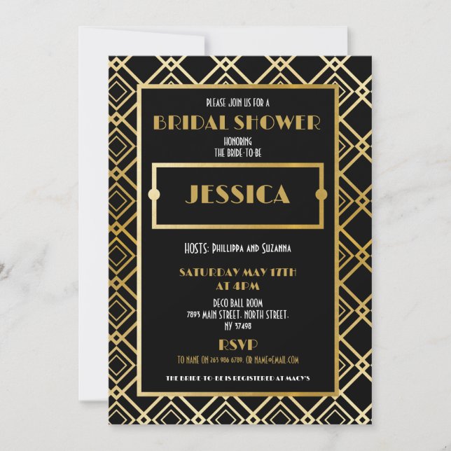 Invitación a Fiesta de oro del Art Deco de 1920 co (Anverso)