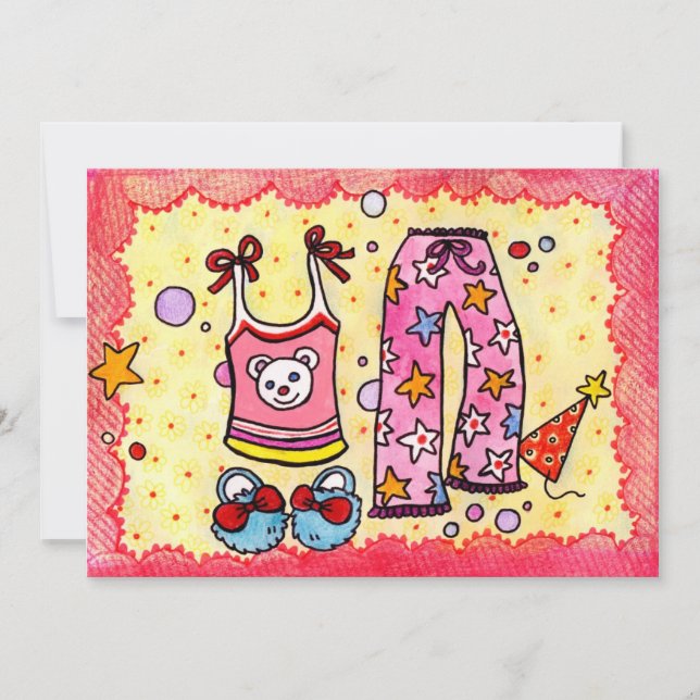 Invitación a fiesta de pijamas (Anverso)