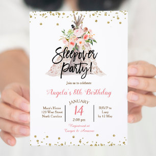 Invitación a fiesta de pijamas de chicas